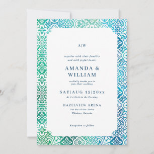 Mediterranean tile pattern Wedding Invitation