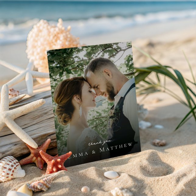 Mediterranean Tile Photo Wedding Thank You Card (Creator Uploaded)