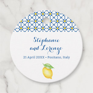 Mediterranean Tile Watercolor Lemon Favour Tags