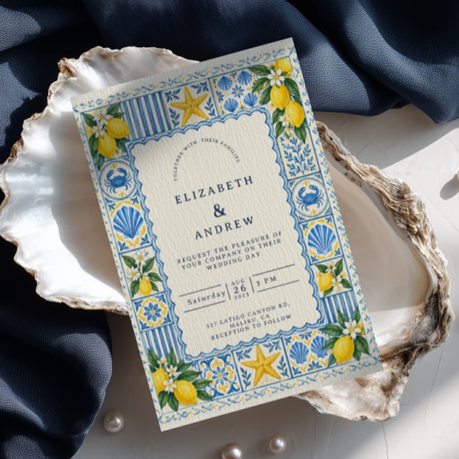 Mediterranean Tile Wedding Invitation (Creator Uploaded)