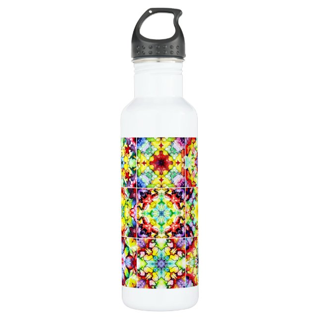 Mediterranean Tiles, Alcohol Ink Tiles, Majolica 710 Ml Water Bottle (Front)