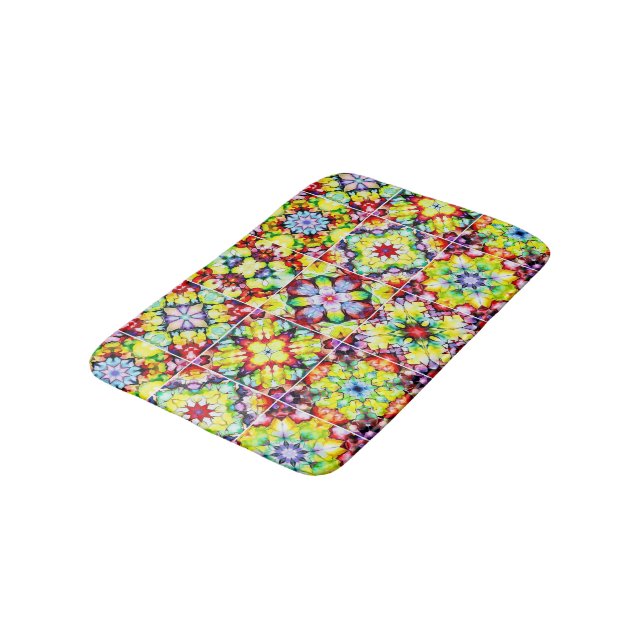 Mediterranean Tiles, Alcohol Ink Tiles, Majolica Bath Mat (Angled)