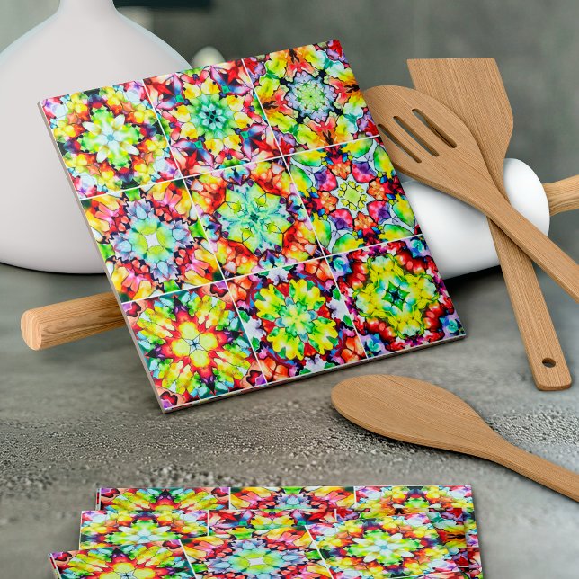 Mediterranean Tiles, Alcohol Ink Tiles, Majolica Ceramic Tile (Creator Uploaded)