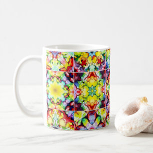 Mediterranean Tiles, Alcohol Ink Tiles, Majolica Coffee Mug
