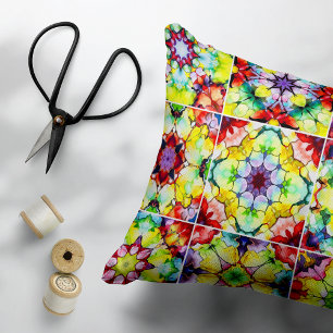 Mediterranean Tiles, Alcohol Ink Tiles, Majolica Decorative Cushion