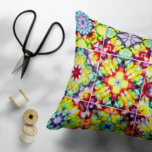 Mediterranean Tiles, Alcohol Ink Tiles, Majolica Decorative Cushion