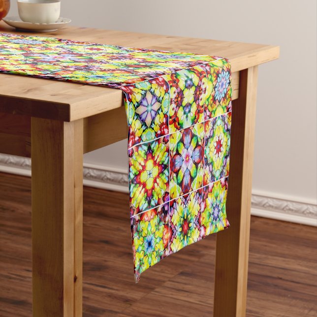 Mediterranean Tiles, Alcohol Ink Tiles, Majolica Short Table Runner (In Situ)