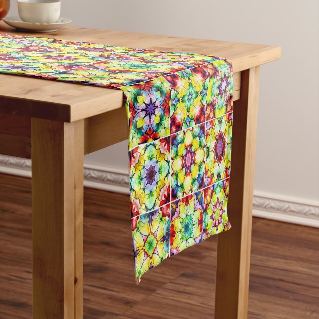 Mediterranean Tiles, Alcohol Ink Tiles, Majolica Short Table Runner (In Situ)