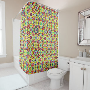 Mediterranean Tiles, Alcohol Ink Tiles, Majolica Shower Curtain