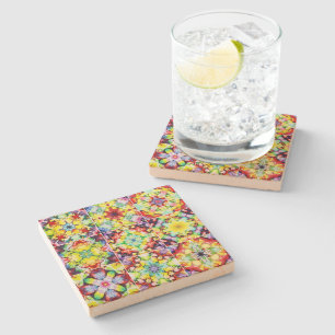 Mediterranean Tiles, Alcohol Ink Tiles, Majolica Stone Coaster