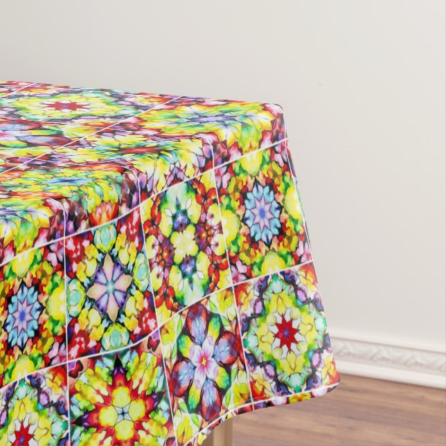Mediterranean Tiles, Alcohol Ink Tiles, Majolica Tablecloth (In Situ)