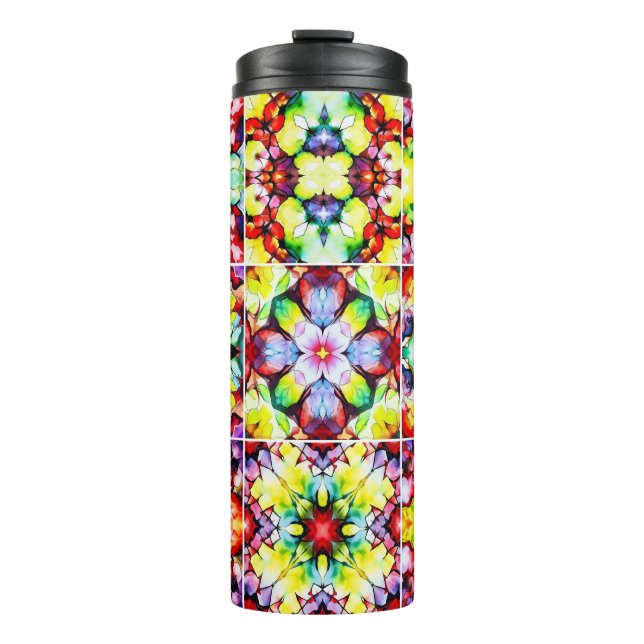 Mediterranean Tiles, Alcohol Ink Tiles, Majolica Thermal Tumbler (Front)