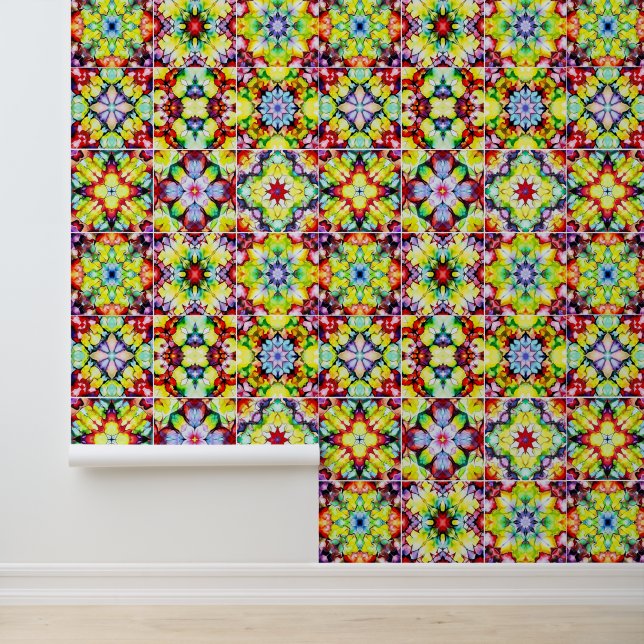 Mediterranean Tiles, Alcohol Ink Tiles, Majolica Wallpaper (Application)