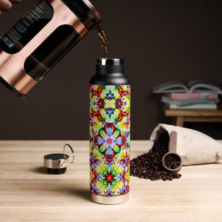 Mediterranean Tiles, Alcohol Ink Tiles, Majolica Water Bottle