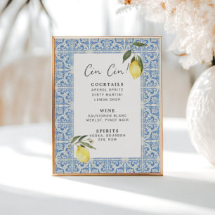 Mediterranean Tiles Amalfi Capri Bar Menu Poster