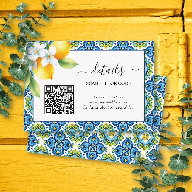 Mediterranean tiles and lemons details wedding enclosure card (Creator Uploaded)