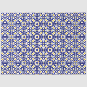 Mediterranean Tiles Blue & Yellow Pattern Tissue Paper