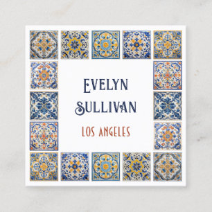 Mediterranean tiles frame business card