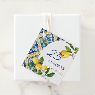 Mediterranean Tiles Lemon 25th Birthday  Favour Tags