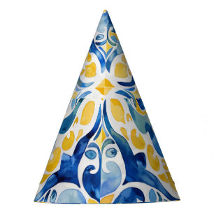 Mediterranean Tiles Lemon 25th Birthday Party Hat