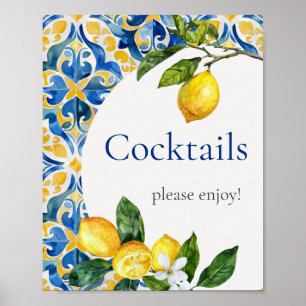 Mediterranean Tiles Lemon Birthday Cocktails  Poster