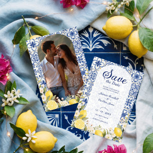 Mediterranean Tiles & Lemon Garland Wedding TLW26 Save The Date