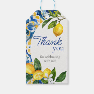 Mediterranean Tiles Lemon thank you Birthday  Gift Tags