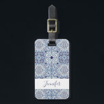 Mediterranean tiles luggage tag<br><div class="desc">Trendy Mediterranean tiles luggage tag editable background. This is specially designed for elegant and trendy girls.</div>