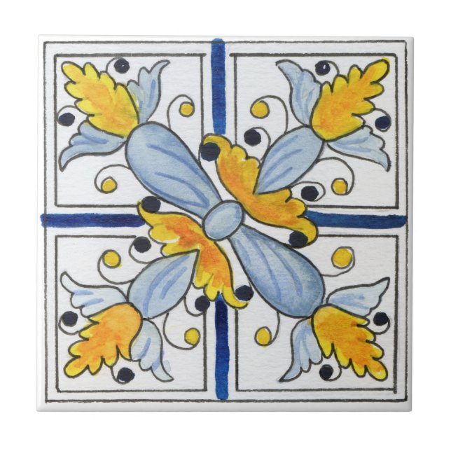 Mediterranean tiles,majolica, Sicilian style    Ceramic Tile (Front)