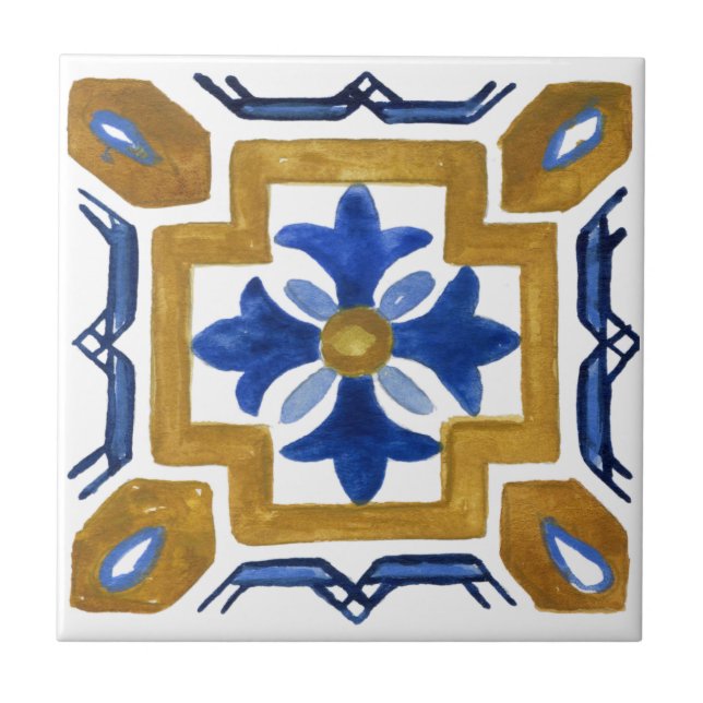 Mediterranean tiles,majolica, Sicilian style   Ceramic Tile (Front)