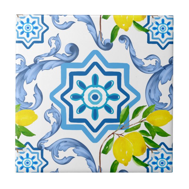 Mediterranean tiles,majolica, Sicilian style     Ceramic Tile (Front)