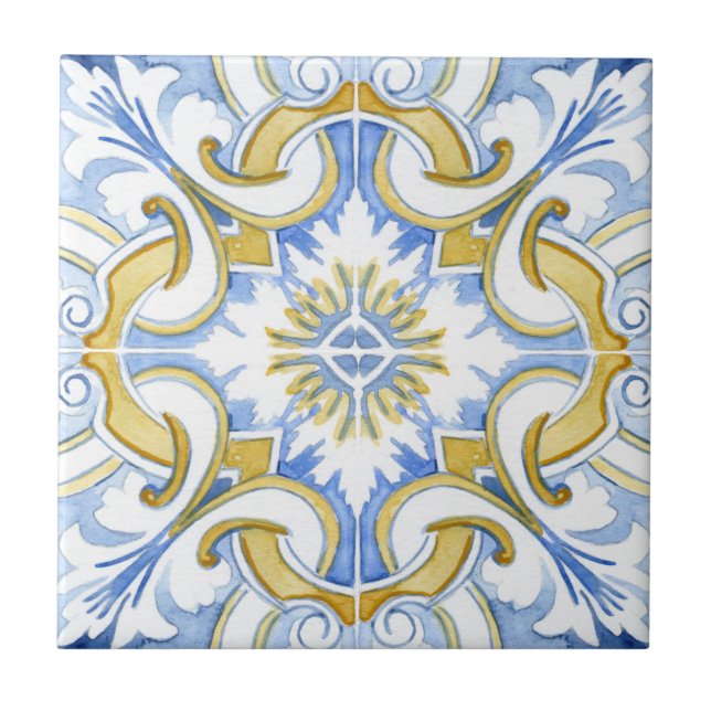 Mediterranean tiles, majolica,Sicilian style    Ceramic Tile (Front)