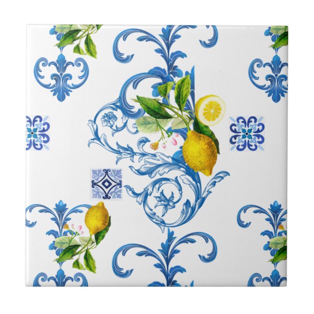 Mediterranean tiles, majolica,Sicilian style      Ceramic Tile (Front)