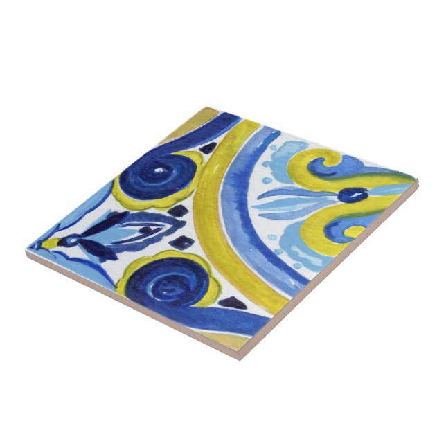 Mediterranean tiles, majolica,Sicilian style  Ceramic Tile (Side)