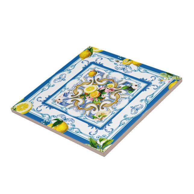 Mediterranean tiles, majolica,Sicilian style     Ceramic Tile (Side)