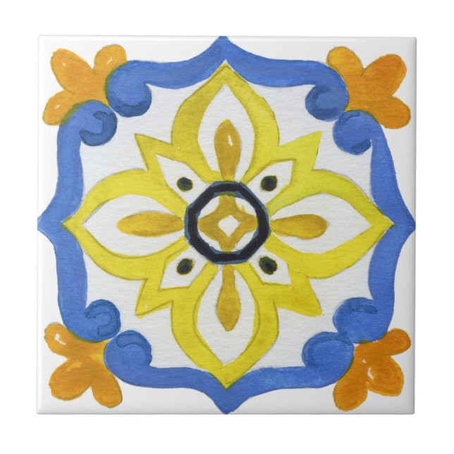 Mediterranean tiles, majolica,Sicilian style   Ceramic Tile (Front)