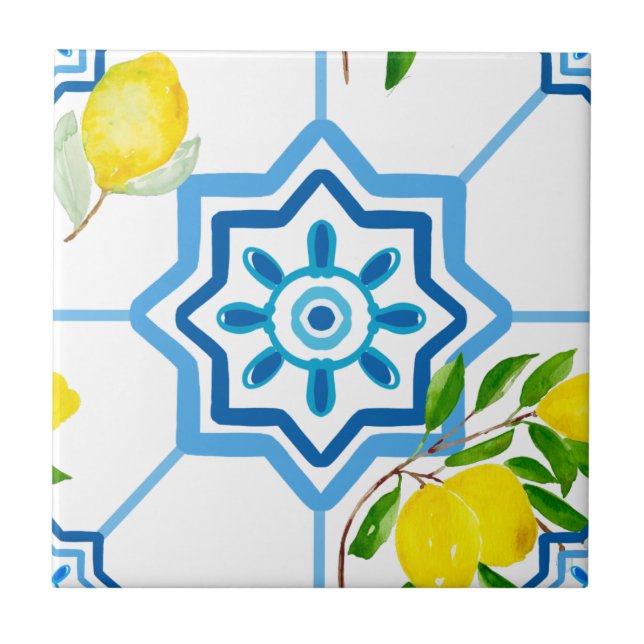 Mediterranean tiles,majolica, Sicilian style Ceramic Tile (Front)