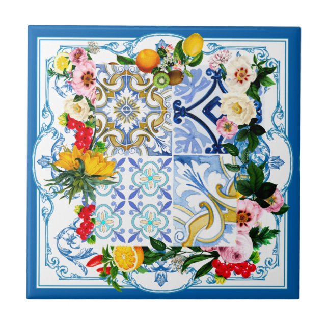 Mediterranean tiles, majolica,Sicilian style      Ceramic Tile (Front)
