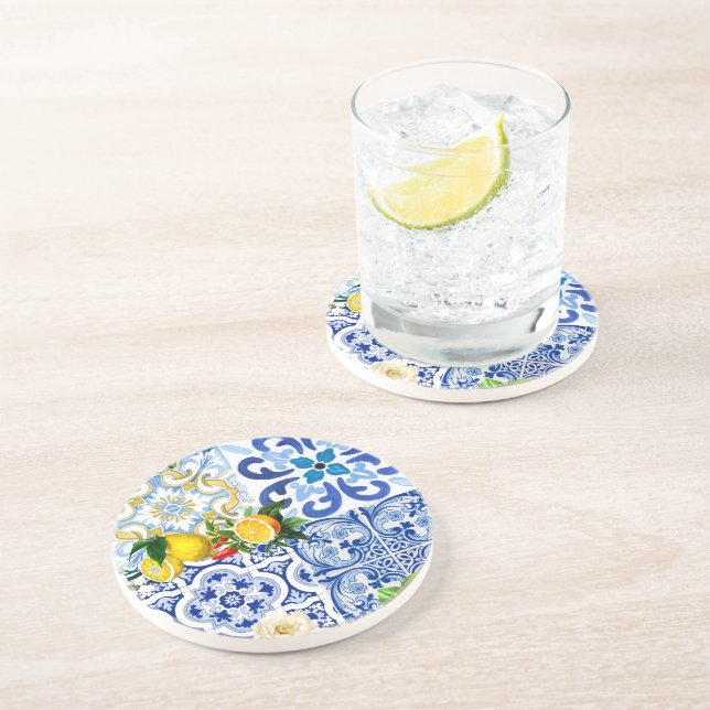 Mediterranean tiles, majolica,Sicilian style     Coaster (Side)