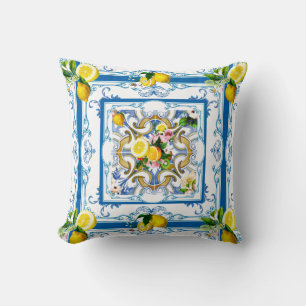 Mediterranean tiles, majolica,Sicilian style     Cushion