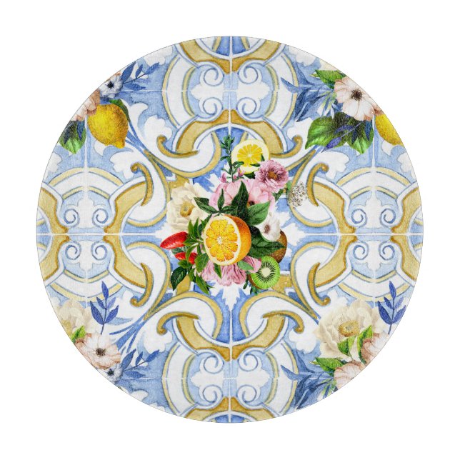 Mediterranean tiles, majolica,Sicilian style    Cutting Board (Front)