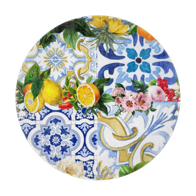 Mediterranean tiles, majolica,Sicilian style    Cutting Board (Front)