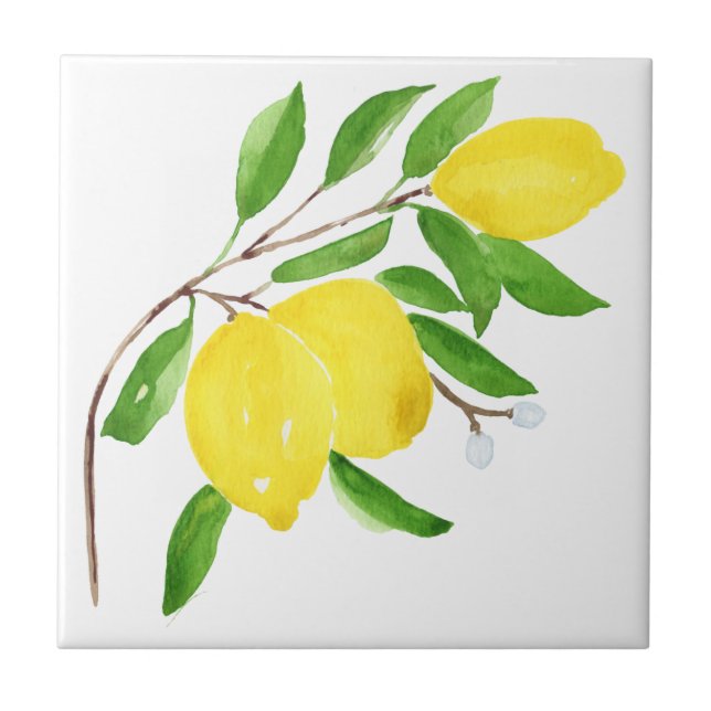 Mediterranean tiles, majolica,Sicilian style,lemon Ceramic Tile (Front)