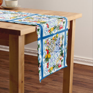 Mediterranean tiles, majolica,Sicilian style     Medium Table Runner