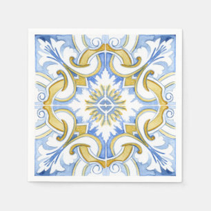 Mediterranean tiles, majolica,Sicilian style    Napkin