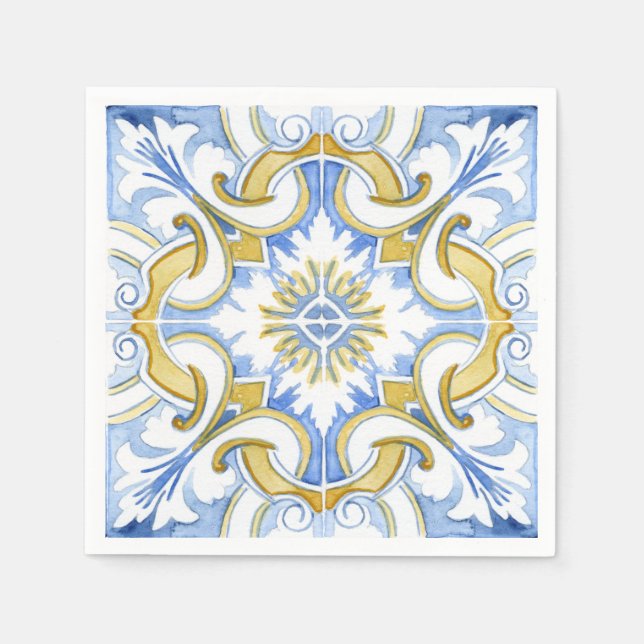 Mediterranean tiles, majolica,Sicilian style    Napkin (Front)