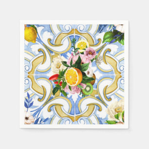 Mediterranean tiles, majolica,Sicilian style     Napkin