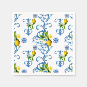 Mediterranean tiles, majolica,Sicilian style     Napkin