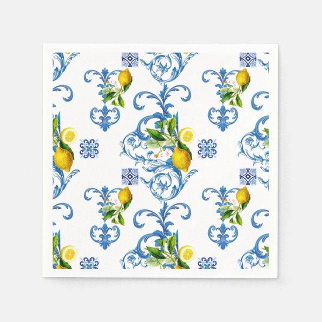 Mediterranean tiles, majolica,Sicilian style     Napkin (Front)