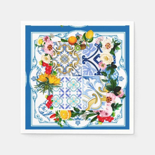 Mediterranean tiles, majolica,Sicilian style      Napkin (Front)